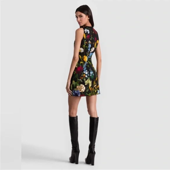 Alice + Olivia Wynell A-Line Mini Dress in Social Hour Black 2 - Picture 8 of 8
